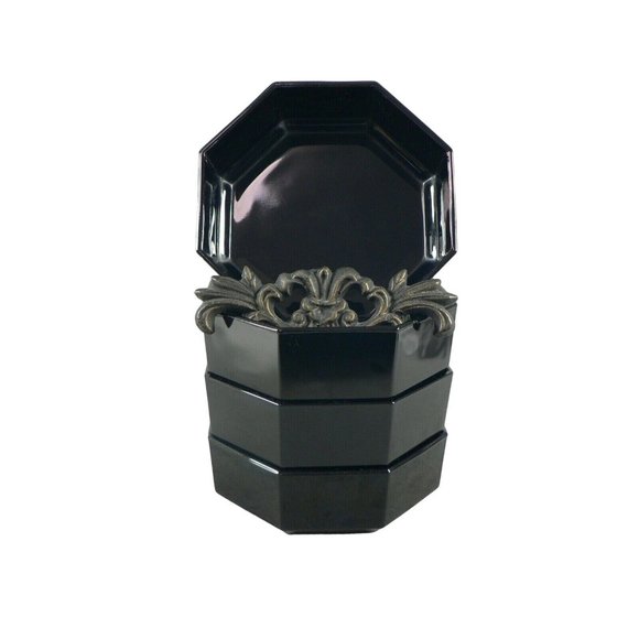 Bridge Bowls Party Snack Cocktail Nuts, Condiment Octagon 4pc Set Blk - Picture 2 of 11